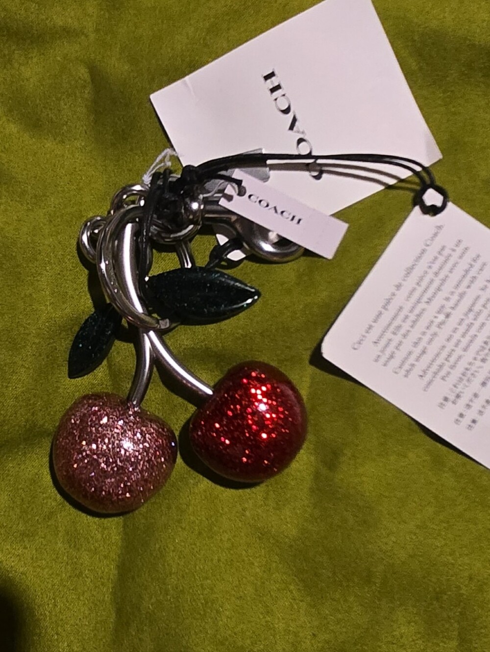 Coach Glitter Cherry Key Chain - Red & Pink